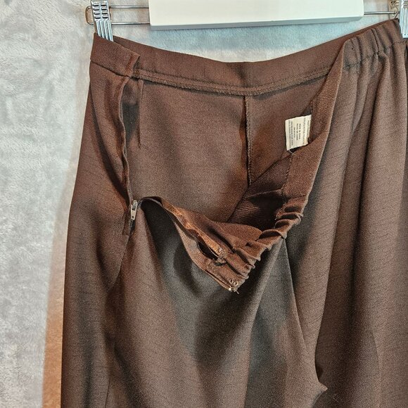 Danny& Nicole Brown Pant Suit Womens 16 Short Sleeve Peplum Top pull on Pants - Picture 11 of 14